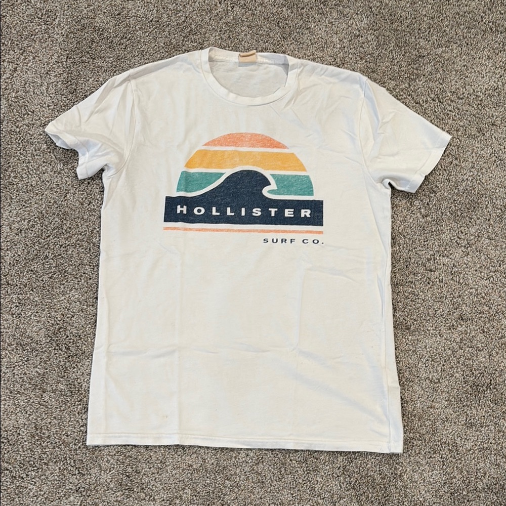 Hollister White and Orange Short Sleeve Tees